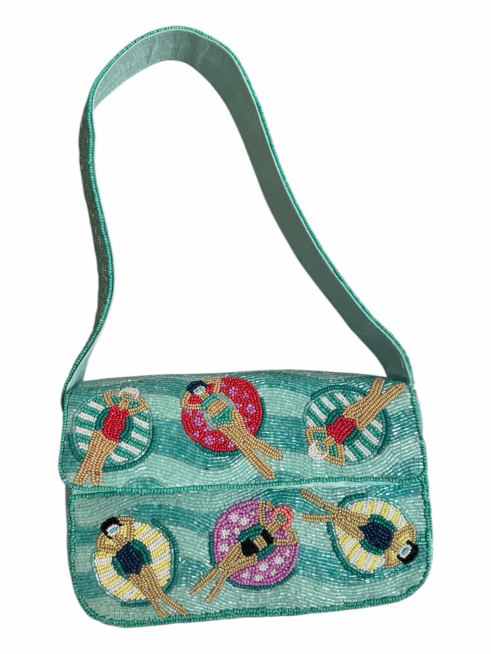 Beaded Statement Shoulder Bag | Resort Vacation Miami Art Deco Style Purse NWT